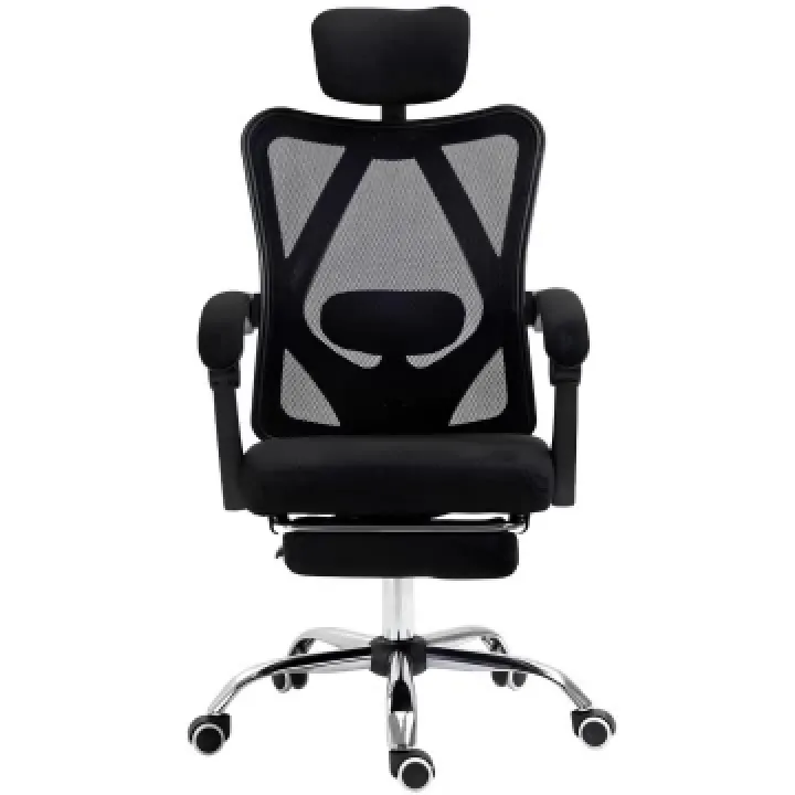 Офісне крісло з підставкою для ніг, спинка сітка Ergonomic чорне Офісне крісло з підставкою для ніг, спинка сітка Ergonomic чорне
