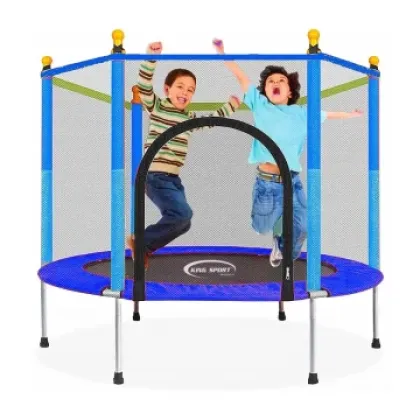 Батут дитячий 140 см BB Producis із захисною сіткою + 6 опорних ніжок синій