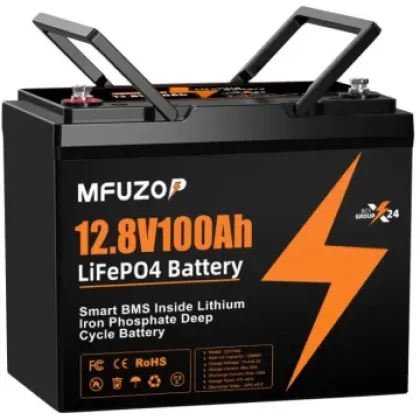 LiFePO4 12V 100Ah Акумулятор Mfuzop 1280Wh, 100A, BMS для ДБЖ з складними ручками LiFePO4 12V 100Ah Акумулятор Mfuzop 1280Wh, 100A, BMS для ДБЖ з складними ручками